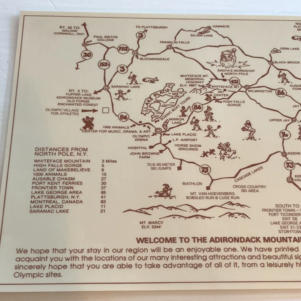 Lake Placid Olympics 1980 Placemat Vintage USA Lake Placid Olympics Souvenir